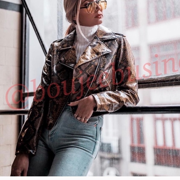 zara snake skin moto jacket NWT - Picture 6 of 9